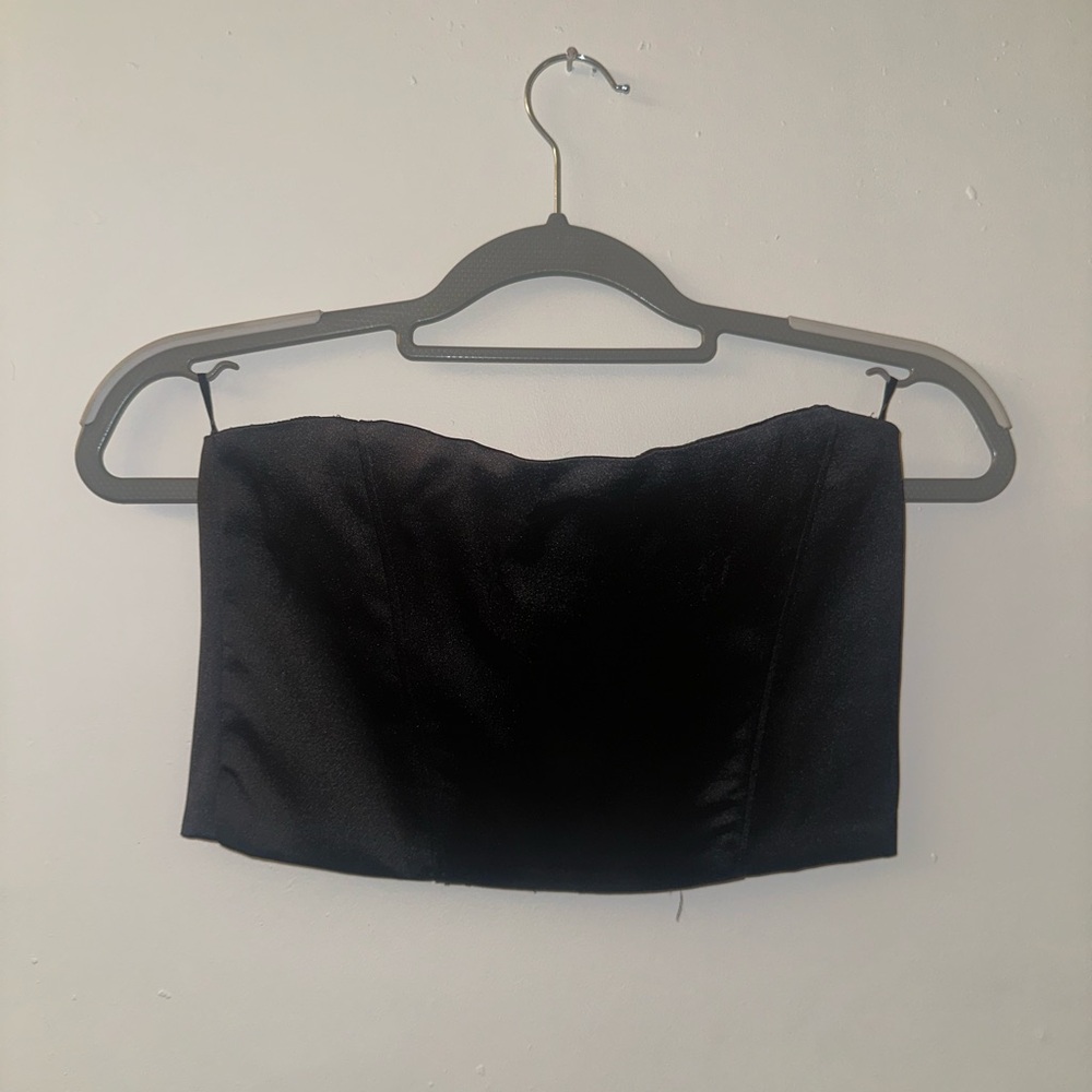 Zara Womens Black‎ Corset Bandeau Satin Top Size Small